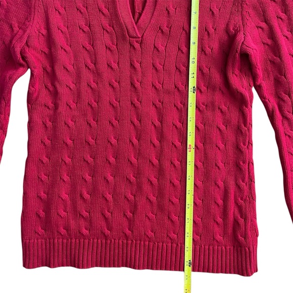 Lauren Ralph Lauren Cable-knit Sweater Cotton Red Women’s Size Medium - Picture 4 of 11